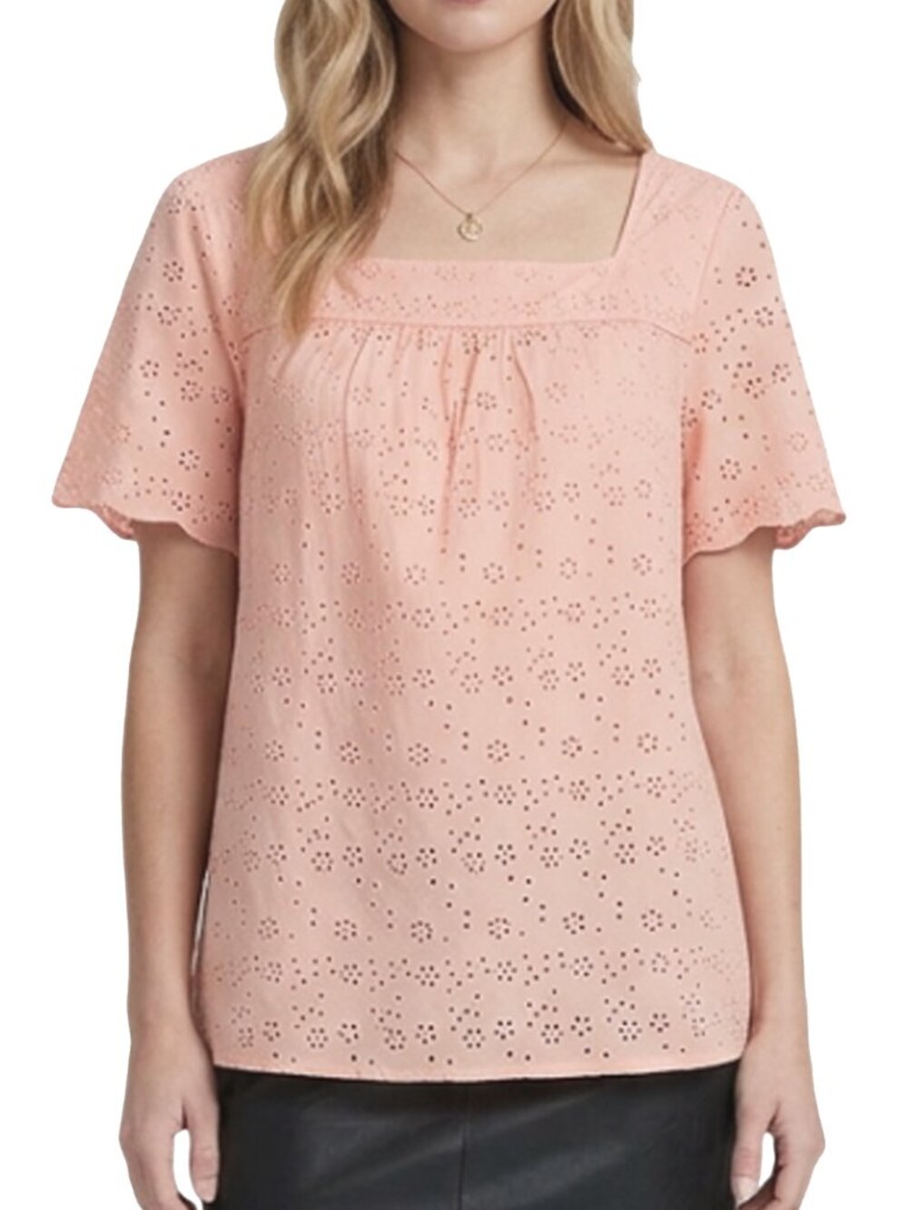 Talbots Pink Eyelet Blouse Top 100% Cotton Lined NWT